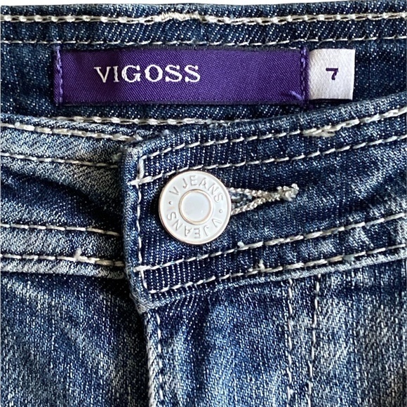 Vigoss Destroyed Cuffed Capri‎ Jeans Sz. 7 Juniors - Picture 7 of 9
